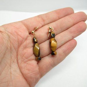 Tiger's Eye twist gemstone post earrings